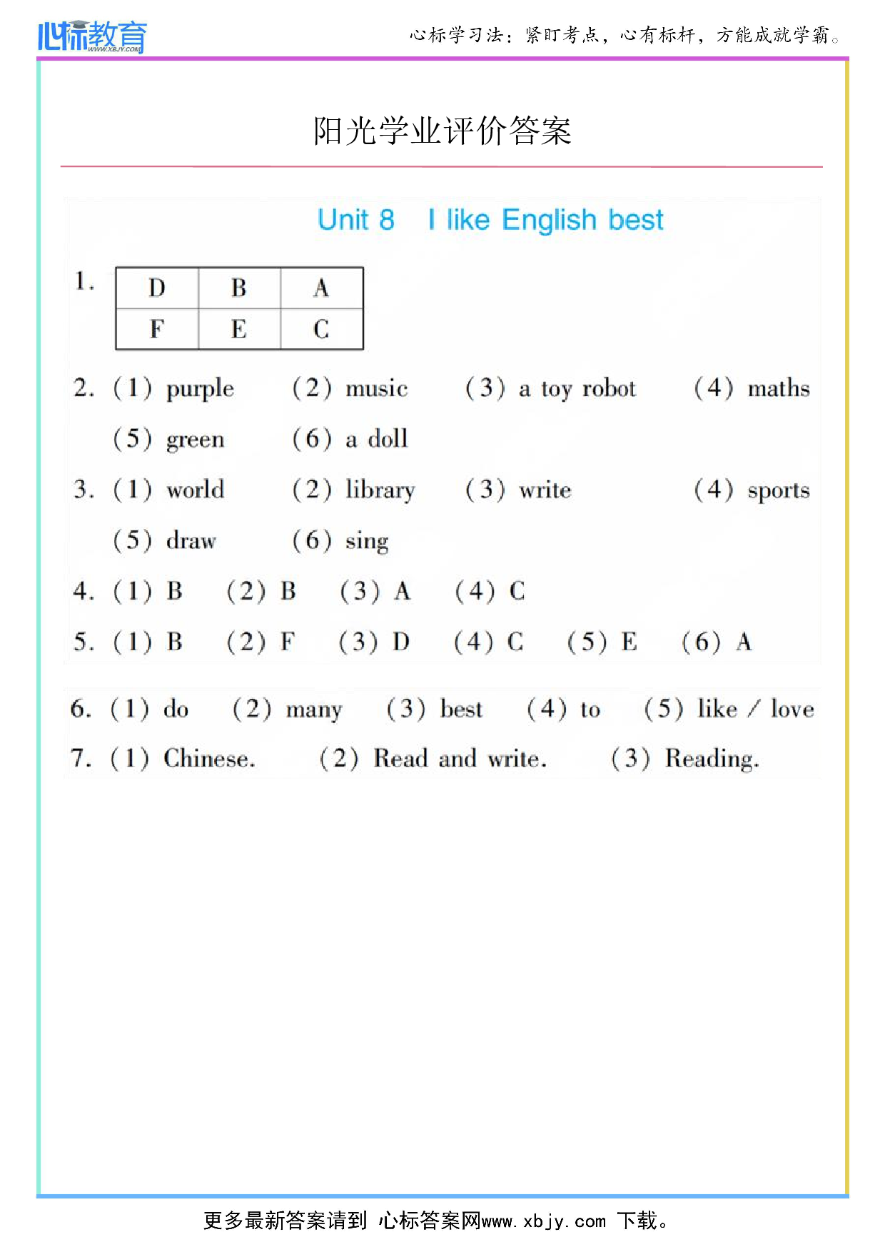 Unit 8 l like English best答案