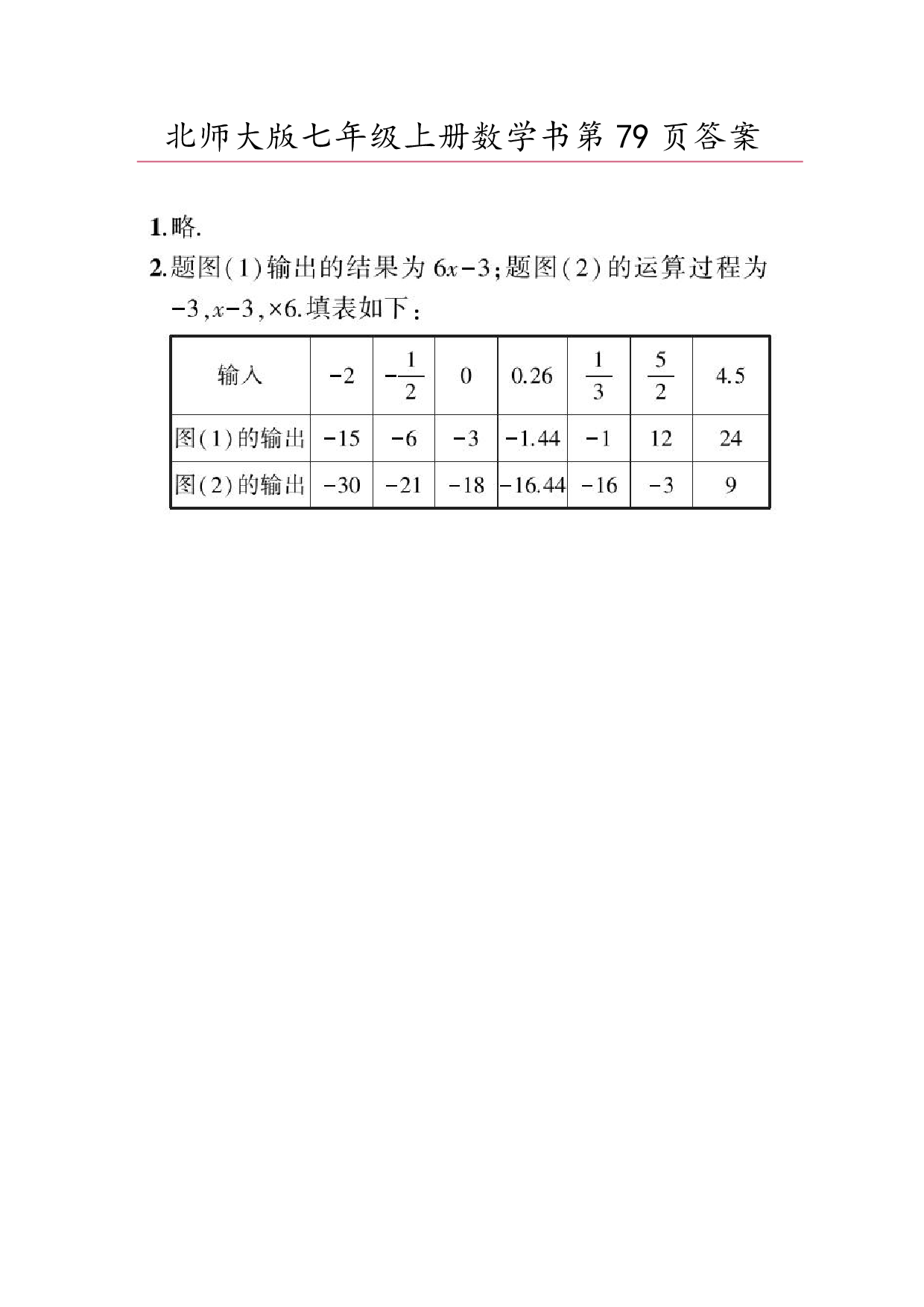  2024年最新北师大版七年级上册数学书第79页答案